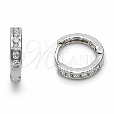 Rhodium Gold Filled Huggie Hoop, with White Cubic Zirconia, Polished, Rhodium Finish, 02.267.0143.5.14 for wholesale, main product view