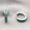 Rhodium Gold Filled Huggie Hoop, with Green Cubic Zirconia, Polished, Rhodium Finish, 02.267.0143.6.14