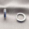 Rhodium Gold Filled Huggie Hoop, with Sapphire Blue Cubic Zirconia, Polished, Rhodium Finish, 02.267.0143.7.14