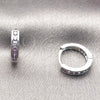 Rhodium Gold Filled Huggie Hoop, with Amethyst Cubic Zirconia, Polished, Rhodium Finish, 02.267.0143.8.14