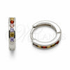 Rhodium Gold Filled Huggie Hoop, with Multicolor Cubic Zirconia, Polished, Rhodium Finish, 02.267.0143.9.14
