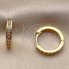 Oro Laminado Huggie Hoop, Gold Filled Style with White Cubic Zirconia, Polished, Golden Finish, 02.267.0143.16