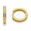 Oro Laminado Huggie Hoop, Gold Filled Style with White Cubic Zirconia, Polished, Golden Finish, 02.267.0143.16