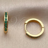 Oro Laminado Huggie Hoop, Gold Filled Style with Green Cubic Zirconia, Polished, Golden Finish, 02.267.0143.1.16
