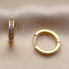 Oro Laminado Huggie Hoop, Gold Filled Style with Amethyst Cubic Zirconia, Polished, Golden Finish, 02.267.0143.3.16