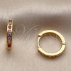 Oro Laminado Huggie Hoop, Gold Filled Style with Multicolor Cubic Zirconia, Polished, Golden Finish, 02.267.0143.4.16
