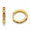 Oro Laminado Huggie Hoop, Gold Filled Style with Multicolor Cubic Zirconia, Polished, Golden Finish, 02.267.0143.4.16
