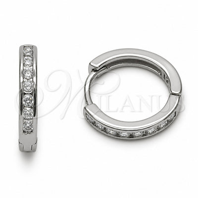 Rhodium Gold Filled Huggie Hoop, with White Cubic Zirconia, Polished, Rhodium Finish, 02.267.0143.5.16 for wholesale, main product view