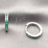 Rhodium Gold Filled Huggie Hoop, with Green Cubic Zirconia, Polished, Rhodium Finish, 02.267.0143.6.16