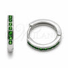 Rhodium Gold Filled Huggie Hoop, with Green Cubic Zirconia, Polished, Rhodium Finish, 02.267.0143.6.16