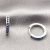 Rhodium Gold Filled Huggie Hoop, with Sapphire Blue Cubic Zirconia, Polished, Rhodium Finish, 02.267.0143.7.16