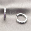 Rhodium Gold Filled Huggie Hoop, with Amethyst Cubic Zirconia, Polished, Rhodium Finish, 02.267.0143.8.16