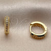 Oro Laminado Huggie Hoop, Gold Filled Style with White Cubic Zirconia, Polished, Golden Finish, 02.267.0144.12