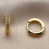 Oro Laminado Huggie Hoop, Gold Filled Style with Green Cubic Zirconia, Polished, Golden Finish, 02.267.0144.1.12