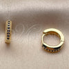 Oro Laminado Huggie Hoop, Gold Filled Style with Sapphire Blue Cubic Zirconia, Polished, Golden Finish, 02.267.0144.2.12