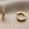 Oro Laminado Huggie Hoop, Gold Filled Style with Amethyst Cubic Zirconia, Polished, Golden Finish, 02.267.0144.3.12