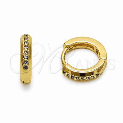 Oro Laminado Huggie Hoop, Gold Filled Style with Amethyst Cubic Zirconia, Polished, Golden Finish, 02.267.0144.3.12