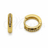 Oro Laminado Huggie Hoop, Gold Filled Style with Amethyst Cubic Zirconia, Polished, Golden Finish, 02.267.0144.3.12