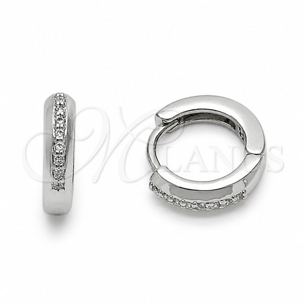 Rhodium Gold Filled Huggie Hoop, with White Cubic Zirconia, Polished, Rhodium Finish, 02.267.0144.5.12
