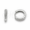 Rhodium Gold Filled Huggie Hoop, with White Cubic Zirconia, Polished, Rhodium Finish, 02.267.0144.5.12