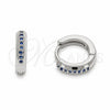 Rhodium Gold Filled Huggie Hoop, with Sapphire Blue Cubic Zirconia, Polished, Rhodium Finish, 02.267.0144.7.12