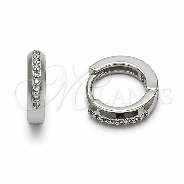 Rhodium Gold Filled Huggie Hoop, with Amethyst Cubic Zirconia, Polished, Rhodium Finish, 02.267.0144.8.12