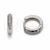 Rhodium Gold Filled Huggie Hoop, with Amethyst Cubic Zirconia, Polished, Rhodium Finish, 02.267.0144.8.12