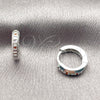 Rhodium Gold Filled Huggie Hoop, with Multicolor Cubic Zirconia, Polished, Rhodium Finish, 02.267.0144.9.12
