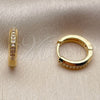 Oro Laminado Huggie Hoop, Gold Filled Style with White Cubic Zirconia, Polished, Golden Finish, 02.267.0144.14