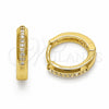 Oro Laminado Huggie Hoop, Gold Filled Style with White Cubic Zirconia, Polished, Golden Finish, 02.267.0144.14