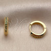 Oro Laminado Huggie Hoop, Gold Filled Style with Green Cubic Zirconia, Polished, Golden Finish, 02.267.0144.1.14