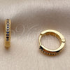 Oro Laminado Huggie Hoop, Gold Filled Style with Sapphire Blue Cubic Zirconia, Polished, Golden Finish, 02.267.0144.2.14