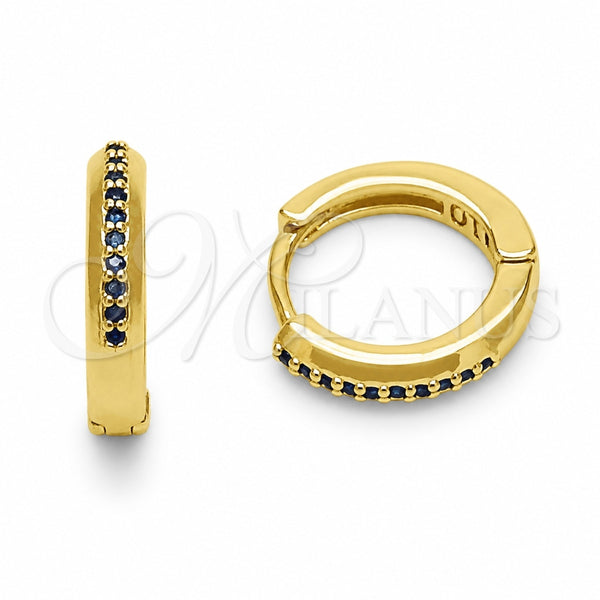 Oro Laminado Huggie Hoop, Gold Filled Style with Sapphire Blue Cubic Zirconia, Polished, Golden Finish, 02.267.0144.2.14