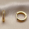 Oro Laminado Huggie Hoop, Gold Filled Style with Amethyst Cubic Zirconia, Polished, Golden Finish, 02.267.0144.3.14