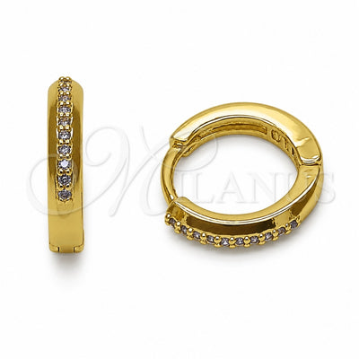 Oro Laminado Huggie Hoop, Gold Filled Style with Amethyst Cubic Zirconia, Polished, Golden Finish, 02.267.0144.3.14
