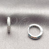 Rhodium Gold Filled Huggie Hoop, with White Cubic Zirconia, Polished, Rhodium Finish, 02.267.0144.5.14