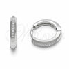 Rhodium Gold Filled Huggie Hoop, with White Cubic Zirconia, Polished, Rhodium Finish, 02.267.0144.5.14