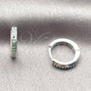 Rhodium Gold Filled Huggie Hoop, with Green Cubic Zirconia, Polished, Rhodium Finish, 02.267.0144.6.14