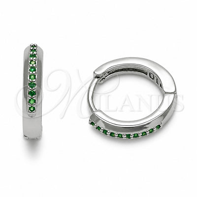 Rhodium Gold Filled Huggie Hoop, with Green Cubic Zirconia, Polished, Rhodium Finish, 02.267.0144.6.14 for wholesale, main product view