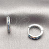 Rhodium Gold Filled Huggie Hoop, with Sapphire Blue Cubic Zirconia, Polished, Rhodium Finish, 02.267.0144.7.14