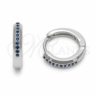 Rhodium Gold Filled Huggie Hoop, with Sapphire Blue Cubic Zirconia, Polished, Rhodium Finish, 02.267.0144.7.14 for wholesale, main product view