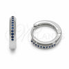 Rhodium Gold Filled Huggie Hoop, with Sapphire Blue Cubic Zirconia, Polished, Rhodium Finish, 02.267.0144.7.14