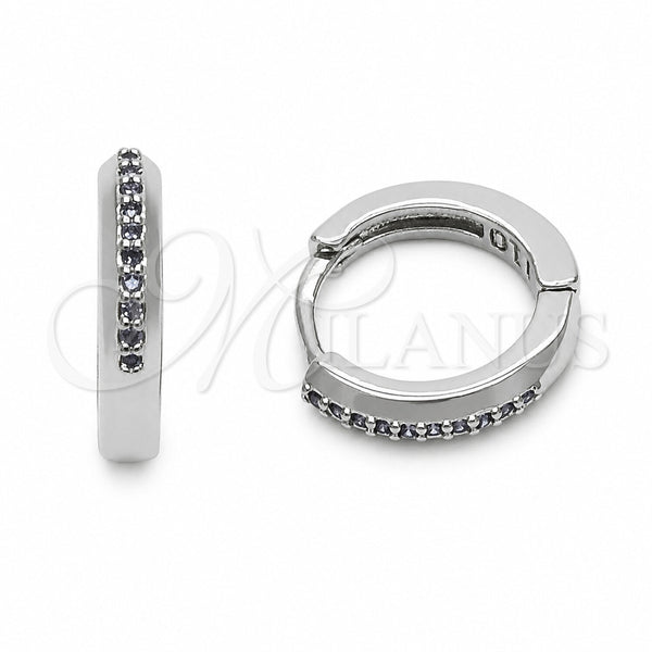 Rhodium Gold Filled Huggie Hoop, with Amethyst Cubic Zirconia, Polished, Rhodium Finish, 02.267.0144.8.14
