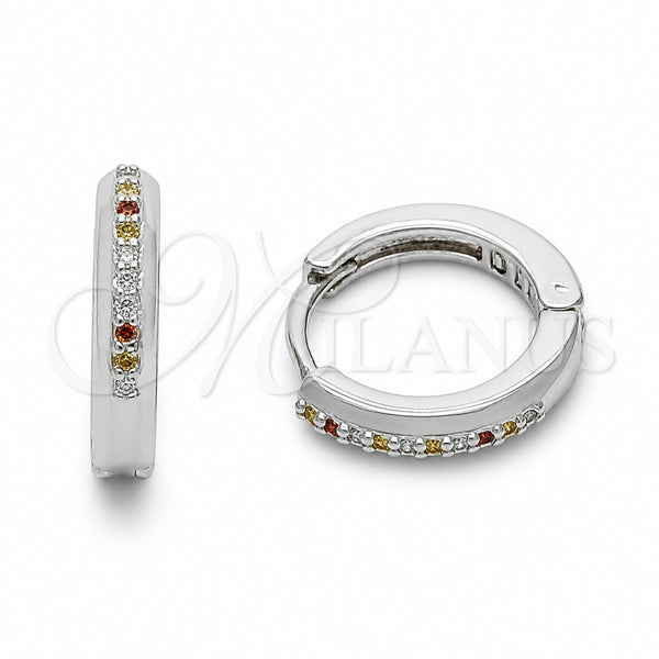 Rhodium Gold Filled Huggie Hoop, with Multicolor Cubic Zirconia, Polished, Rhodium Finish, 02.267.0144.9.14