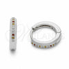 Rhodium Gold Filled Huggie Hoop, with Multicolor Cubic Zirconia, Polished, Rhodium Finish, 02.267.0144.9.14
