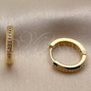 Oro Laminado Huggie Hoop, Gold Filled Style with White Cubic Zirconia, Polished, Golden Finish, 02.267.0144.16