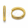 Oro Laminado Huggie Hoop, Gold Filled Style with White Cubic Zirconia, Polished, Golden Finish, 02.267.0144.16