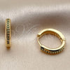Oro Laminado Huggie Hoop, Gold Filled Style with Green Cubic Zirconia, Polished, Golden Finish, 02.267.0144.1.16