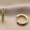 Oro Laminado Huggie Hoop, Gold Filled Style with Sapphire Blue Cubic Zirconia, Polished, Golden Finish, 02.267.0144.2.16