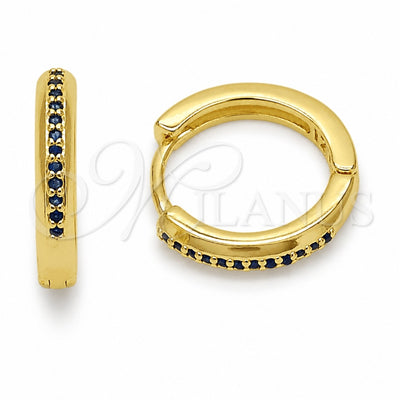 Oro Laminado Huggie Hoop, Gold Filled Style with Sapphire Blue Cubic Zirconia, Polished, Golden Finish, 02.267.0144.2.16